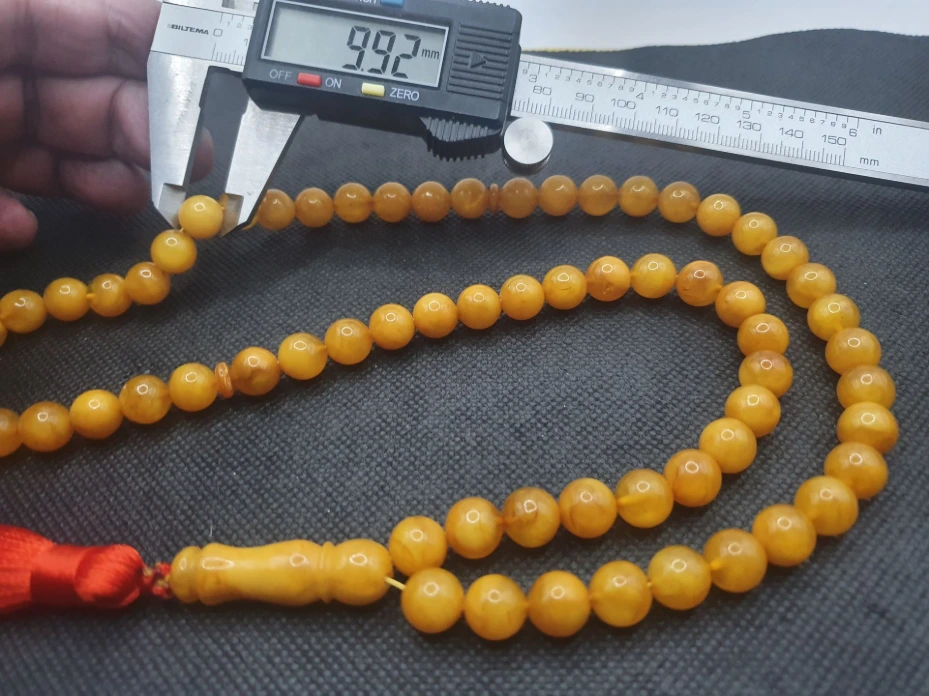 white amber prayer beds rosary tasbih Poland 35.90 gm سبحة مسبحة مسباح كهرمان